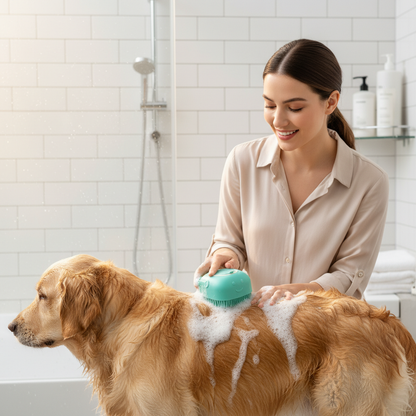 מברשת האמבטיה MassageClean™ – מקלחת רגועה, פינוק לכלב, וחיסכון בשמפו בכל לחיצה